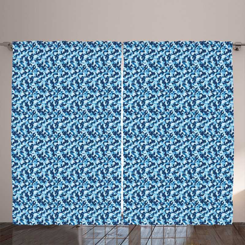 Rustic curtain, blue tinted design, coconut blue