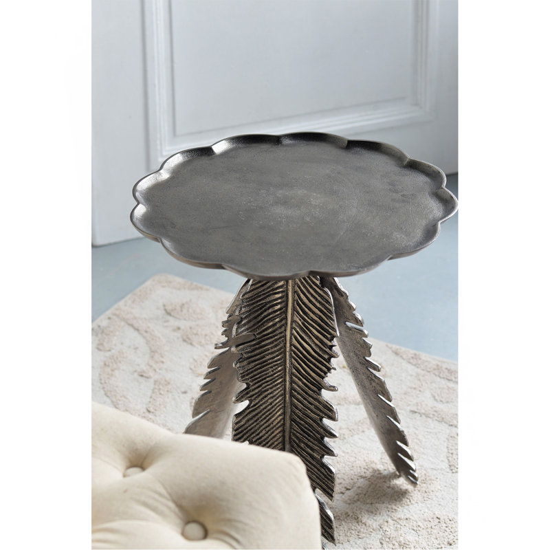 Table d'appoint 16,9 x 16,9 x 19,7 feuilles, finition argent antique