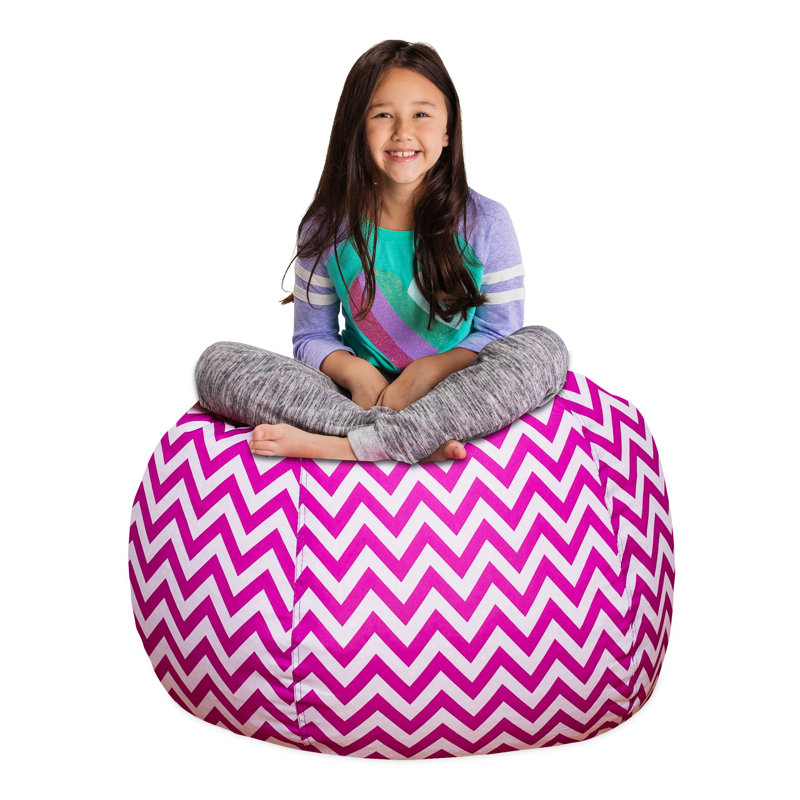 Housse pour fauteuil à billes Kids, Grand - 38 po, Motif de chevron mauve et blanc