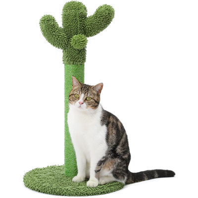 Grattoir pour chat, grattoir pour chat Cactus avec corde en sisal pour griffoir pour chats d'intérieur, arbre à chat vertical vert avec boule pendante pour chat