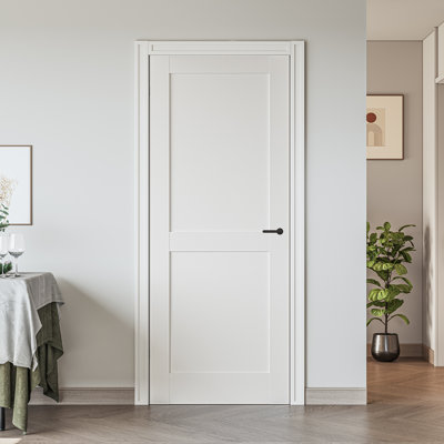 80" Primed 2-Panelled Solid Manufactured Wood Slab Door Without Frame and Hardware Kit