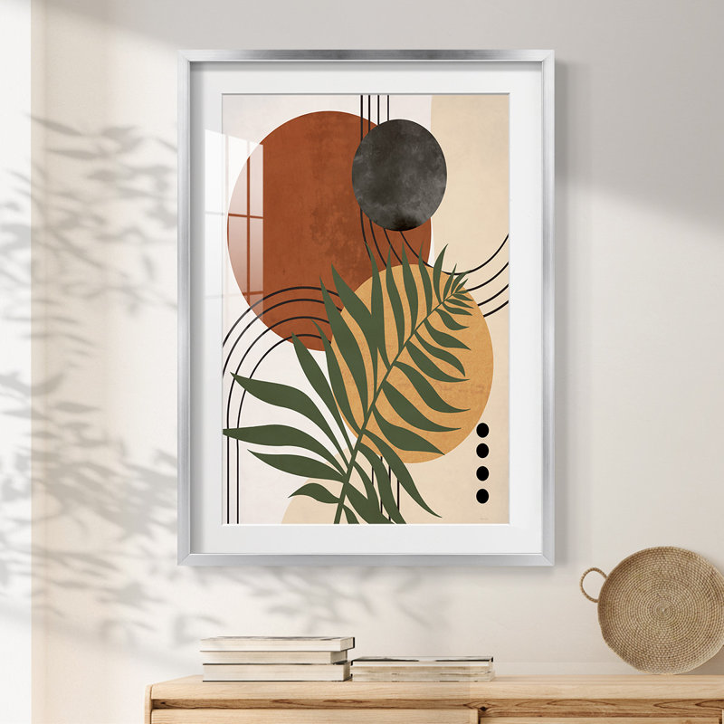 Contemporary Palm I - Impression encadrée, Argent argent