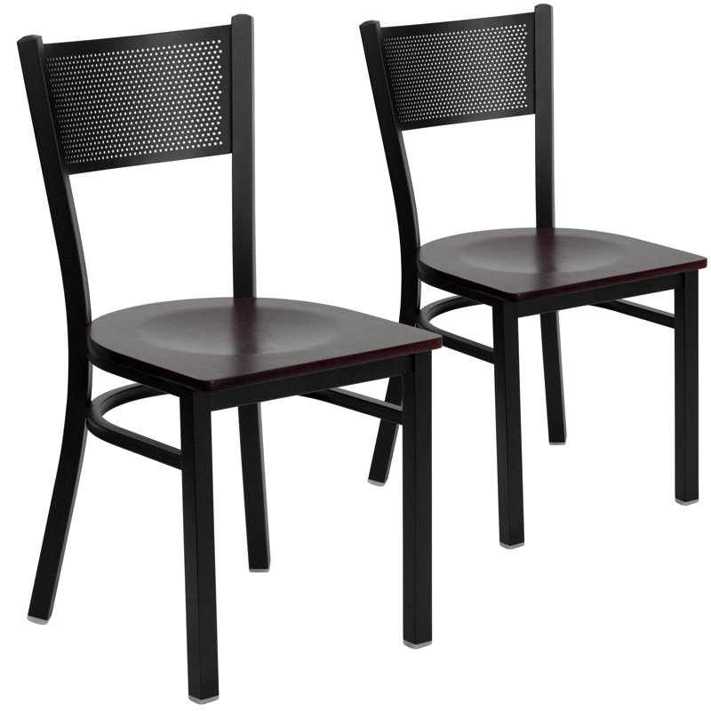 Chaise de restaurant en métal Prompton Hercules Series, Acajou