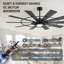 Grand 72 "Gariepy avec lumière, finition noire, pales réversibles, moteur à courant continu silencieux pour intérieur / extérieur-1472691590