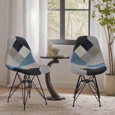 Chaise d'appoint en tissu de style bohème avec pieds chromés Patchwork