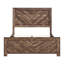 Cadre contemporain de taille grand lit brun rustique contemporain avec placage en bois pour la chambre à coucher, accessoire avec tête de lit, rails, sommier requis-1345427447-1345427444