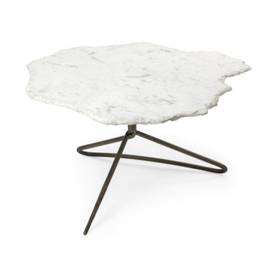 Table basse Degraff 37 po x 33 po en ardoise noire avec base en fer