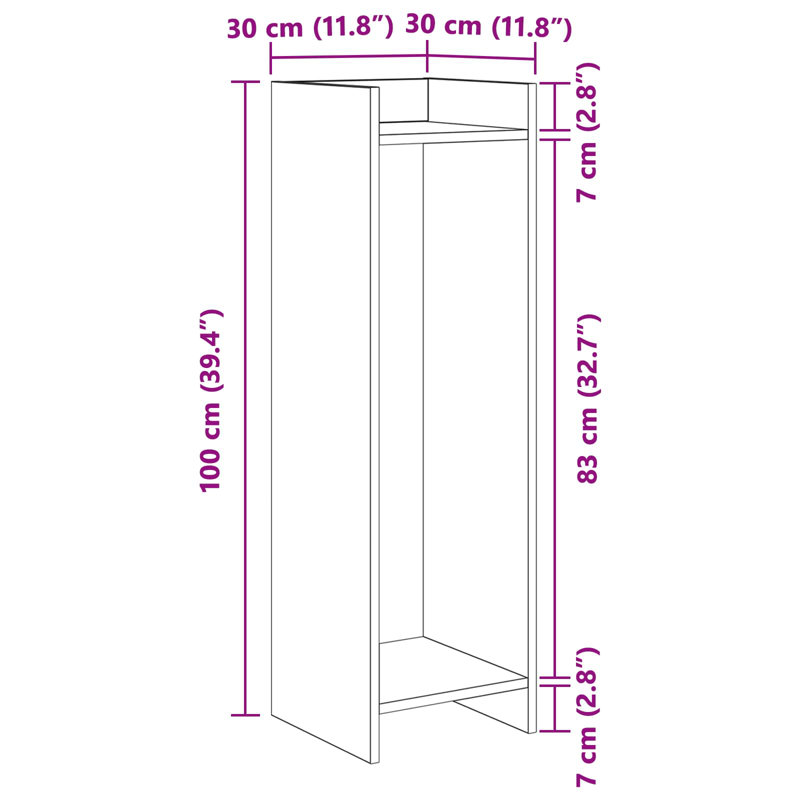 Plant Stand, 100cm H x 30cm W x 30cm D, Black Oak