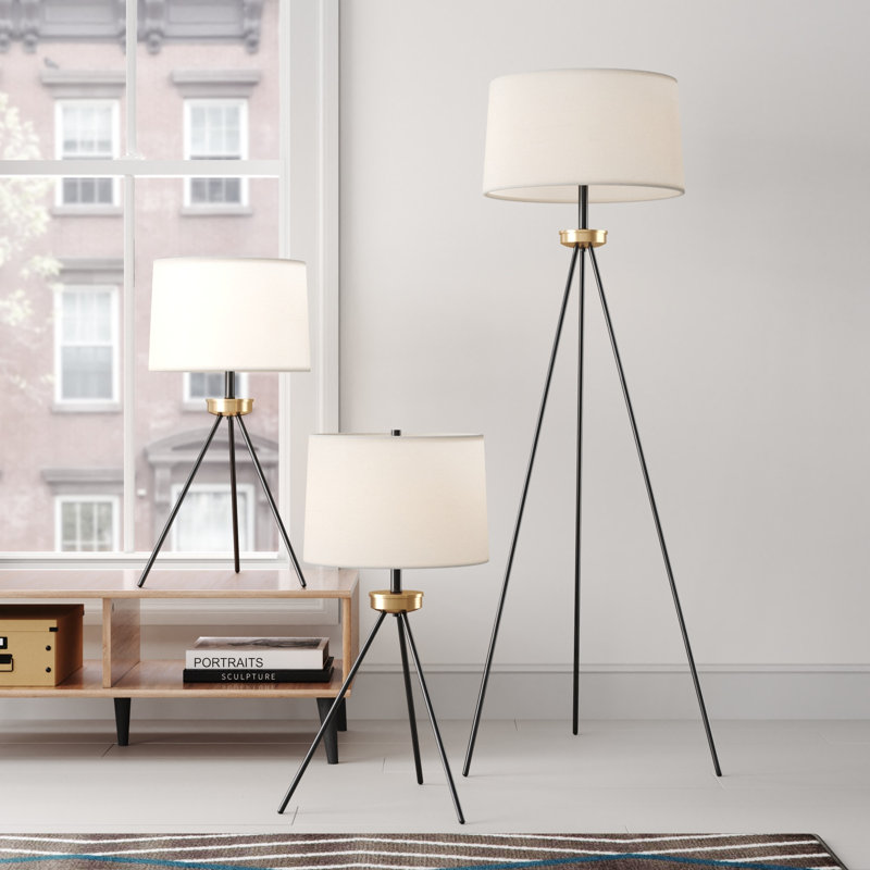 Altraud Tripod Floor & Table Lamp Set, Brushed Nickel