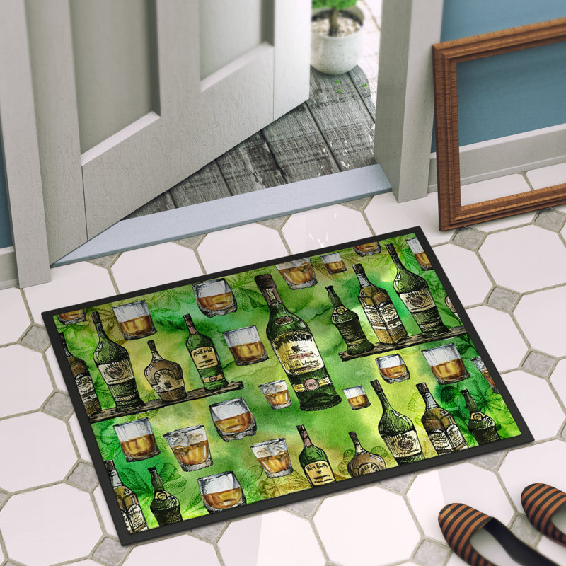L 27 po x 18 po tapis de porte extérieur antidérapant, Vert / Brun, L 36 po x l 24 po