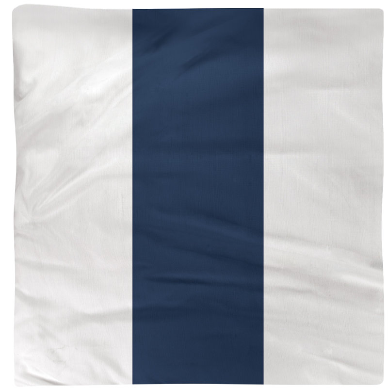 Striped Square Napkin, Cotton Twill, 10" H x 10" W x 0.25" D, White/Navy/White