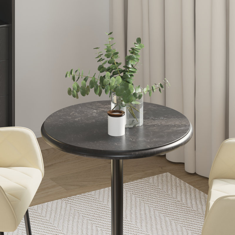 Plateau de table en marbre Adeoye, H 1 po x l 19,7 po x P 19,7 po, Noir