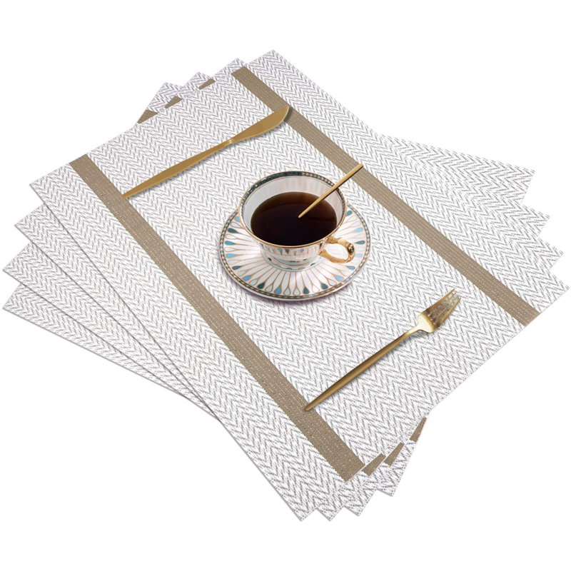 18" Glitter Vinyl Placemat, Beige