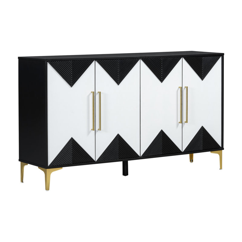 Armoire moderne avec un design triangulaire bicolore - rangement fonctionnel pour la maison, Noir blanc