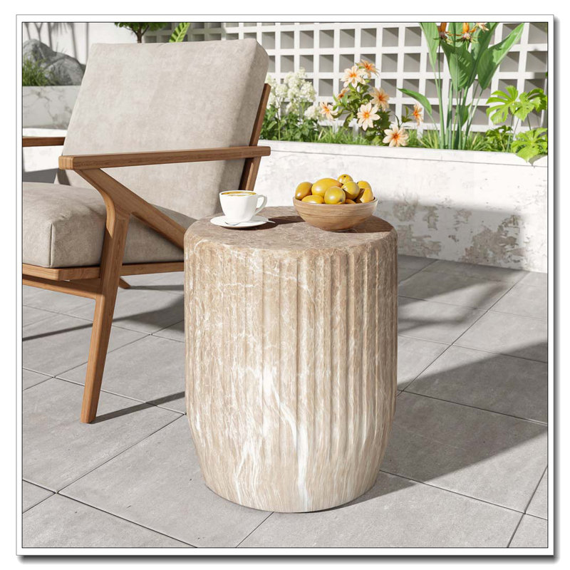 Outdoor Concrete Patio Side Tablbe, Gold