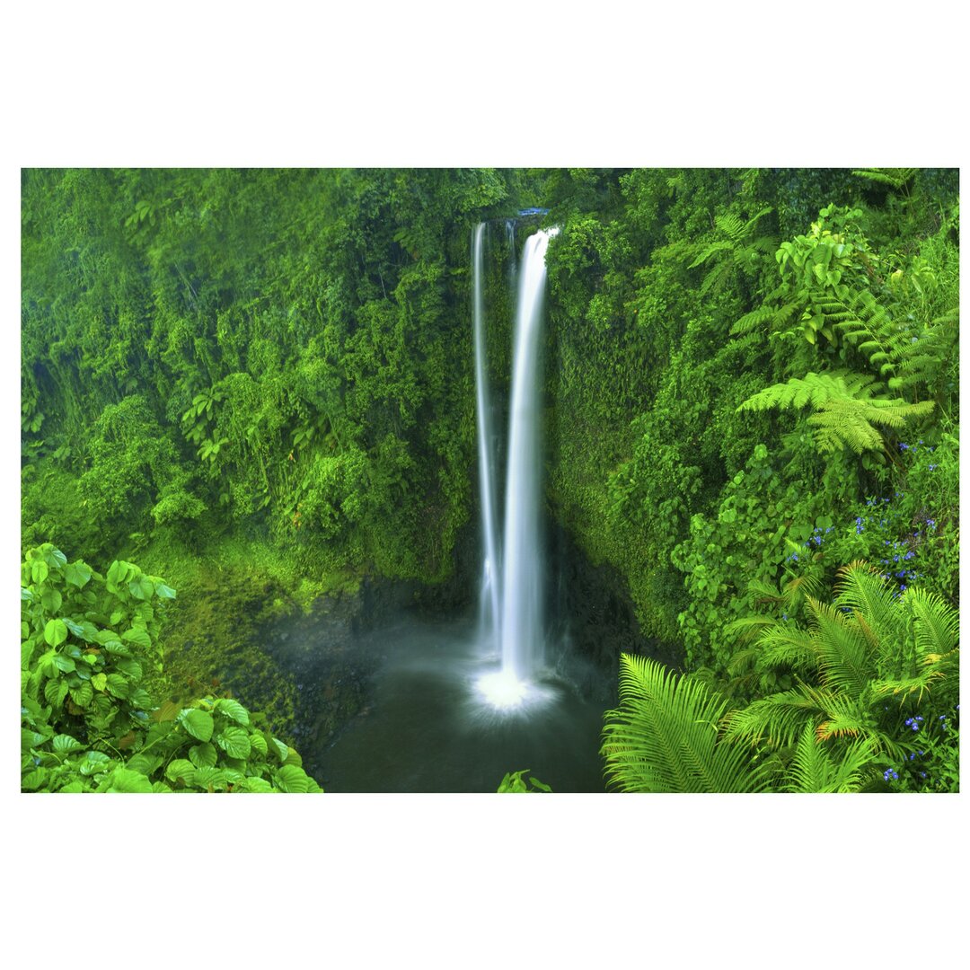 Fototapete Paradiesischer Wasserfall im Wald