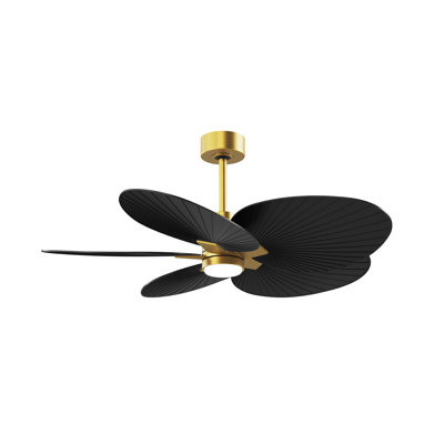 Alessandra Tropical - Five Blade Ceiling Fan - Integrated LED -Matte Black Finish -Light Blue Blades