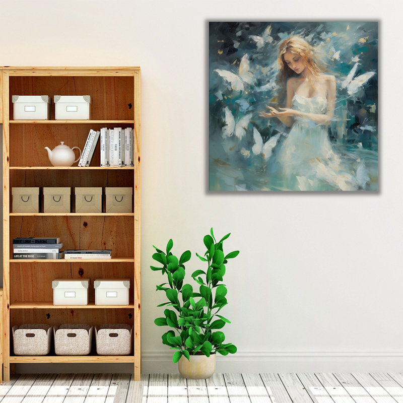 Vol angélique énergique, Toile avec cadre blanc, H 24 po x l 24 po x P 1,25 po