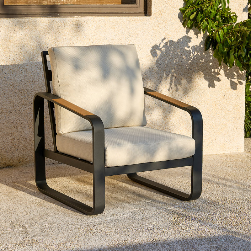 76cm Wide Straight Steel Patio Sofa, Off-White
