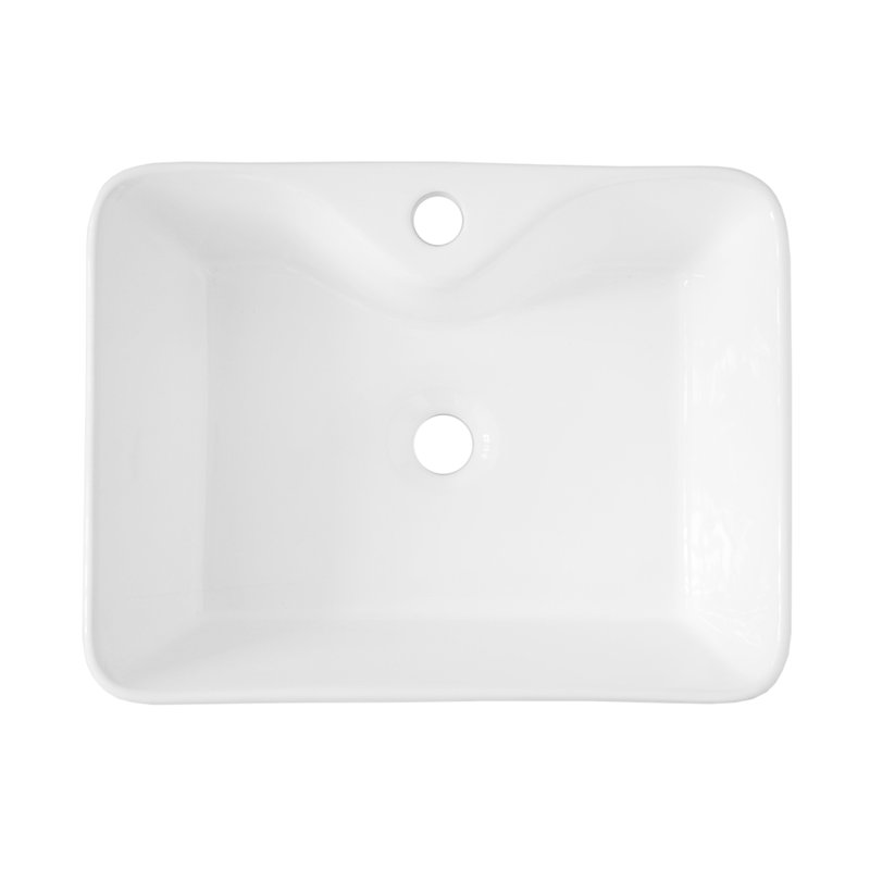 White Rectangular Ceramic Bathroom Vessel Sink - 19X15, Modern, Stain , Countertop Installation Modern 19"X15", Install