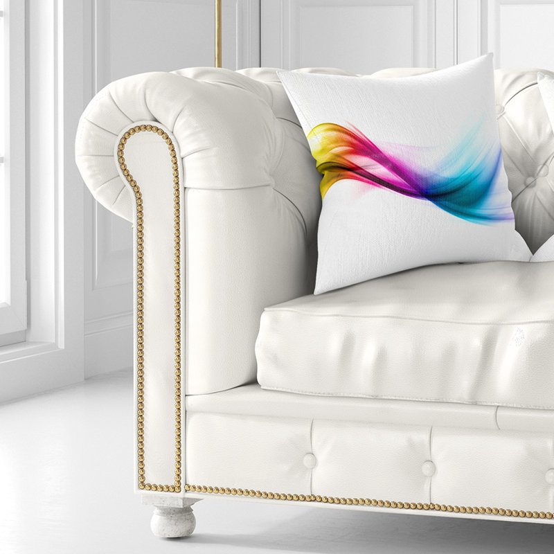 Rainbow Shade Waves - Coussin imprimé abstrait, 16 po x 16 po, Carré