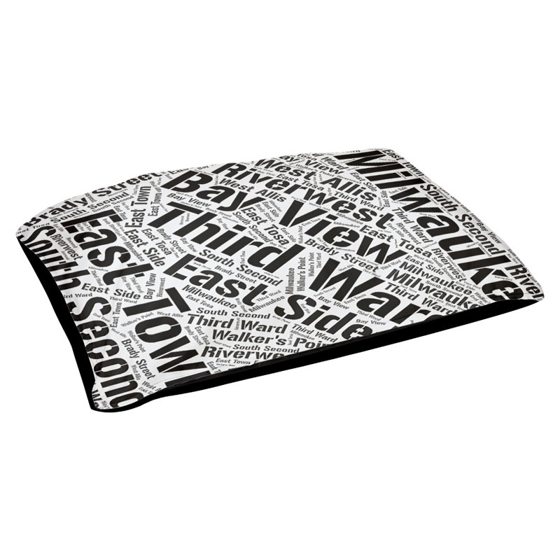 Coussin de chien « districts », Milwaukee, Grand (l 40 po x P 30 po x H 14 po), Noir