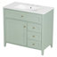 Meuble-lavabo vert 36 po avec lavabo, tablette réglable et 4 tiroirs