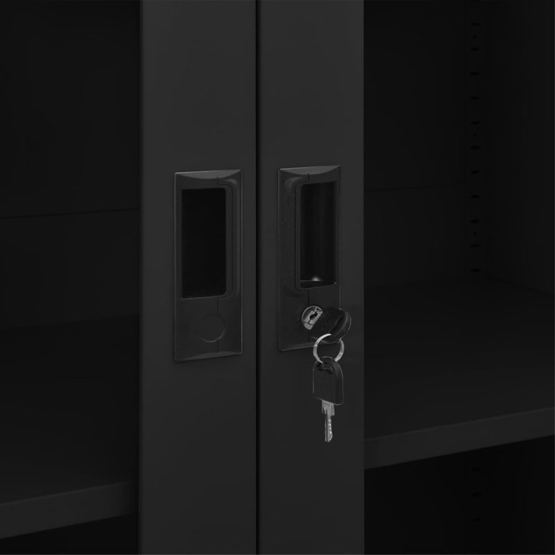 Armoire de classement avec rangement et portes en acier, Noir