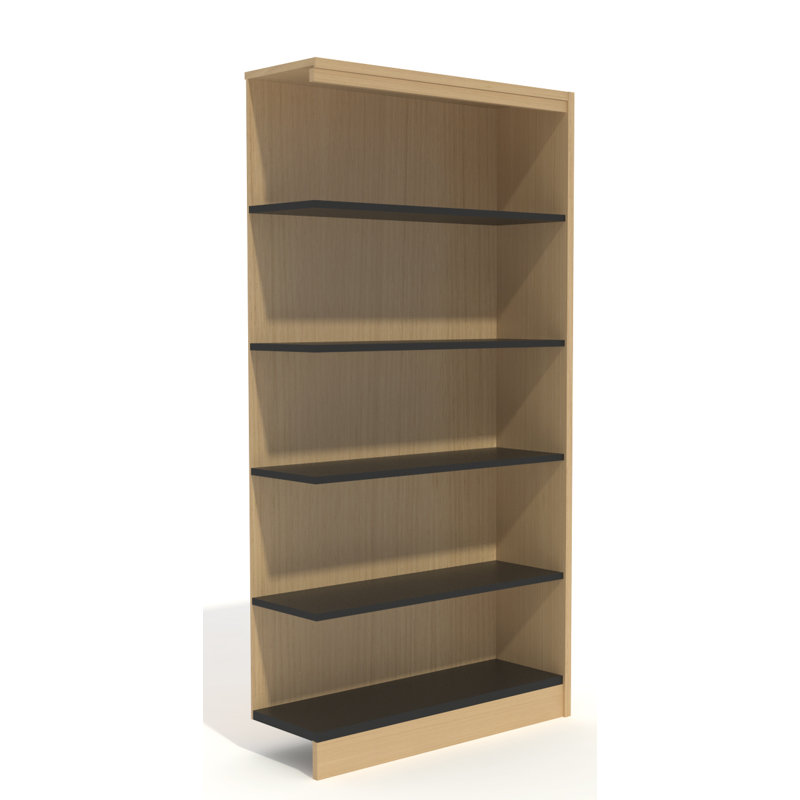 Bibliothèque standard Yursa, Chêne naturel, (Cinq tablettes) H 72 po x l 37 po x P 12 po