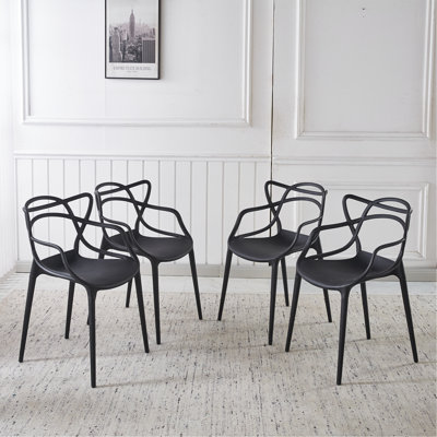 Plastic Dining Chair 4Pcs Black
