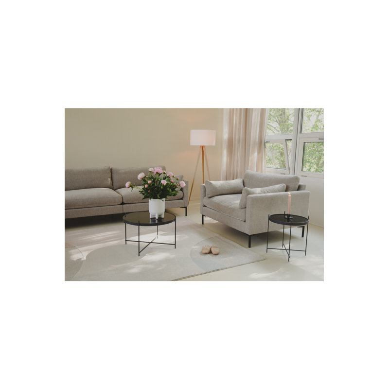 Cupid Glass End Table, Black, 16"H x 25"W x25"D