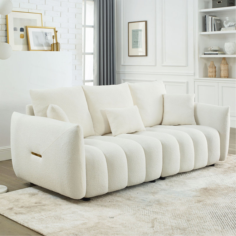 Canapé rembourré avec coussins de dossier et coussins de 81 po Raeshon, Beige