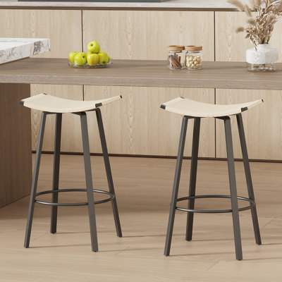 Versatile Counter Height Bar Stools With Handwoven PVC Weave For Indoor And Outdoor Use