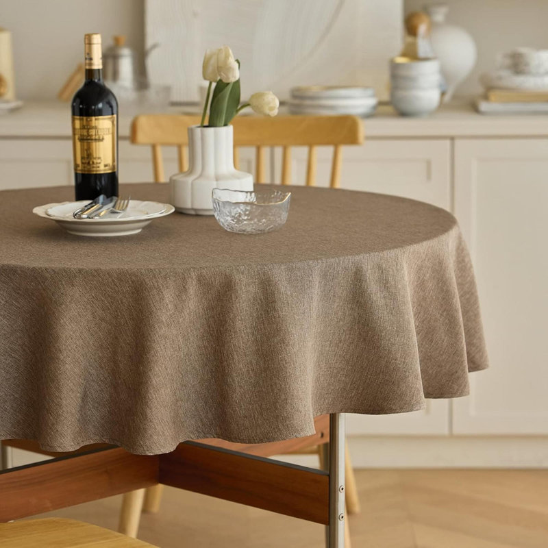 Nappe ronde en lin imperméable pour la cuisine, housse décorative en toile de jute pour l'extérieur et la salle à manger