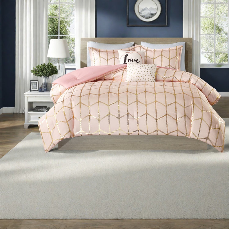 Comfortable Polyester Bedding Sets, Modern Microfiber, Stylish Metallic Prints