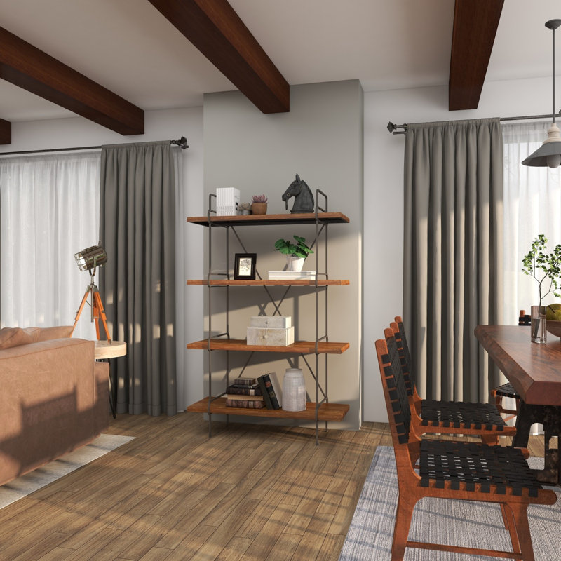 Bibliothèque étagère en bois massif H 67 "x l 43" Kamryn