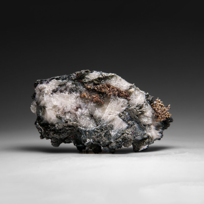 Silver On Calcite Crystal Cluster  Matrix From Bouismas Mine, Zagora, Morocco