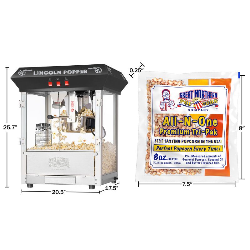Great Northern Popcorn 8 Oz. Tabletop Popcorn Machine, Popcorn Machine Stand / Cart