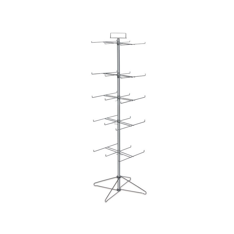 Présentoir pivotant à 4 niveaux H 64 po x l 24 po avec finition zinc