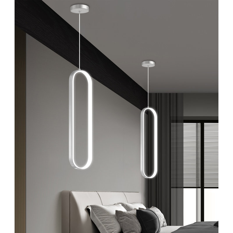 Lustre moderne moderne à DEL, Silver