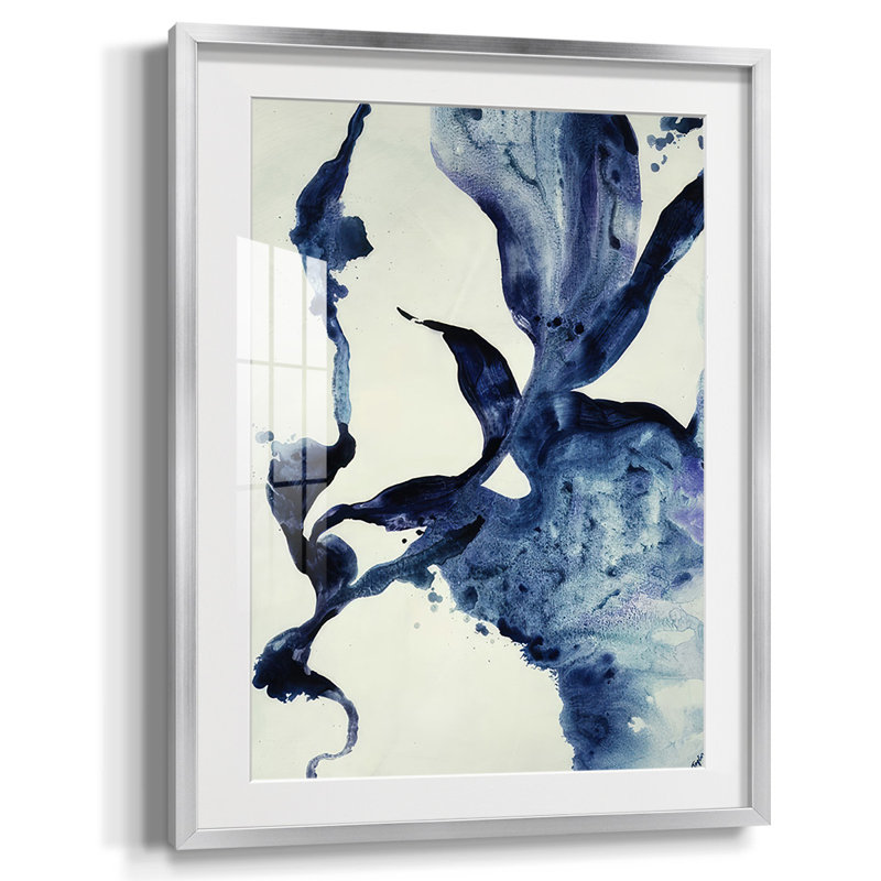 Indigo II - Impression encadrée avec passe-partout et verre, Argent
