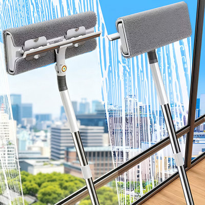 JOYBOS 52.9-Inch Retractable Window Cleaning Kit, with a Storage Bag and 5 Microfiber Cloths Included