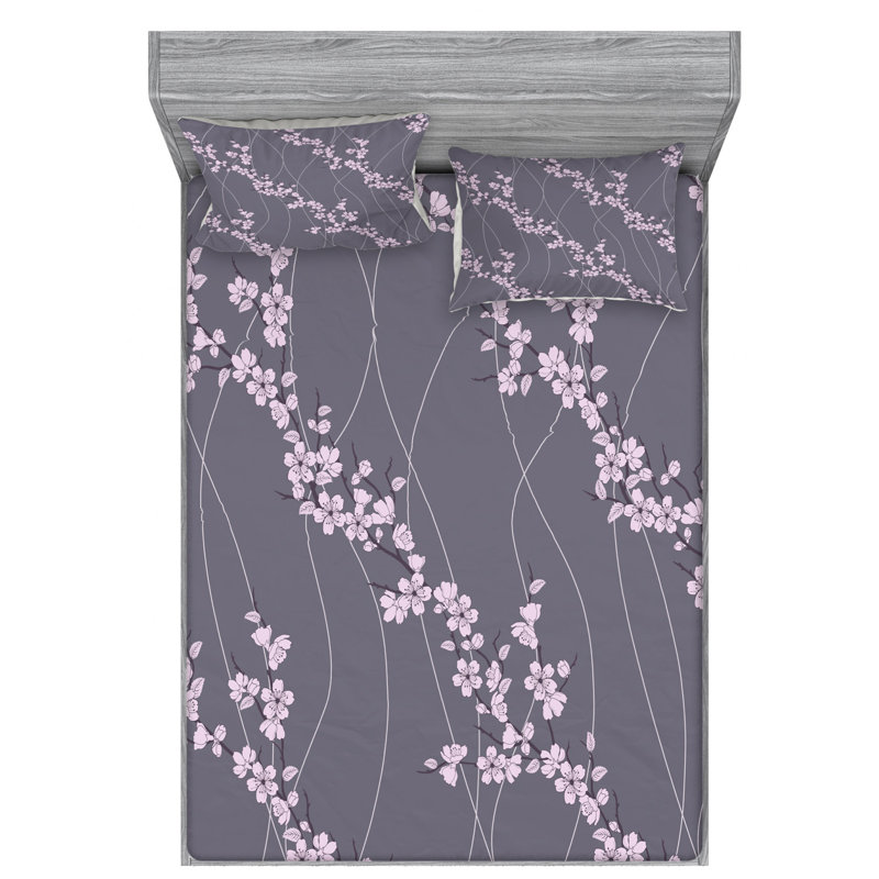 Microfiber Floral Sheet Set, Full Sheet Set + Fitted Sheet + 2 Pillowcases