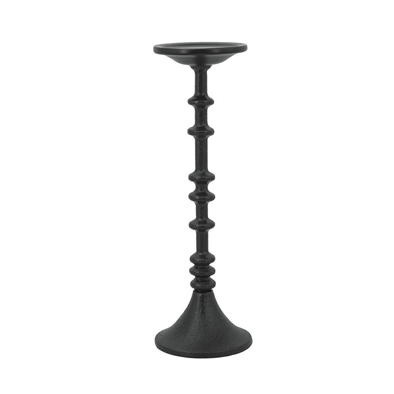 Decorative Black Iron Candle Holder With Spindle Design, 13.3" H x 4" W x 4" D