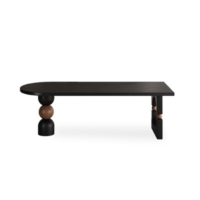 Bureau en bois massif noir + brun noisette