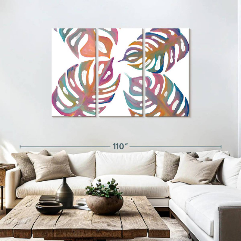 Harnek feuilles de palmier colorées IV, H 48 po x l 74 po