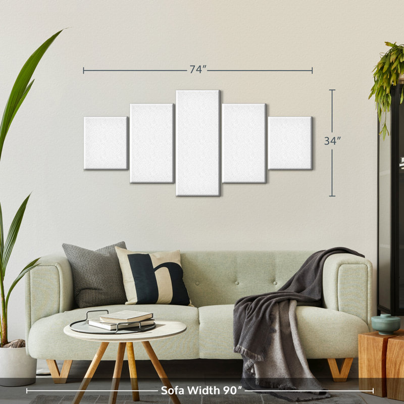 Carte du vieux monde sur toile, ensemble de 5 pièces, H 34 po x l 74 po x P 1,25 po