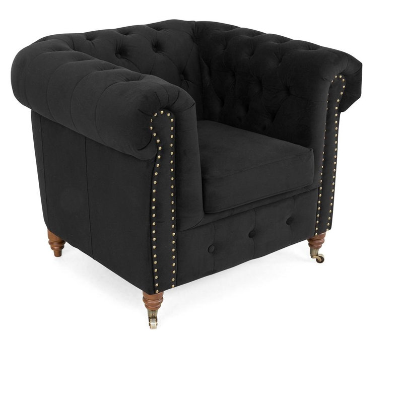 Americus Velvet Armchair, Black