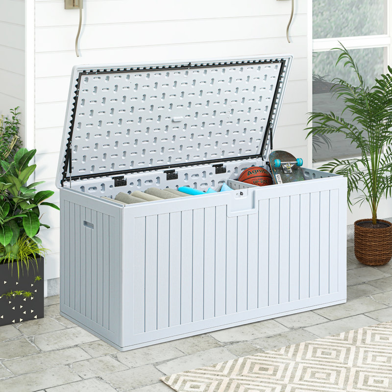 Balconera 63.3'' W 230 Gallons Water Resistant Resin Lockable Deck Box, White