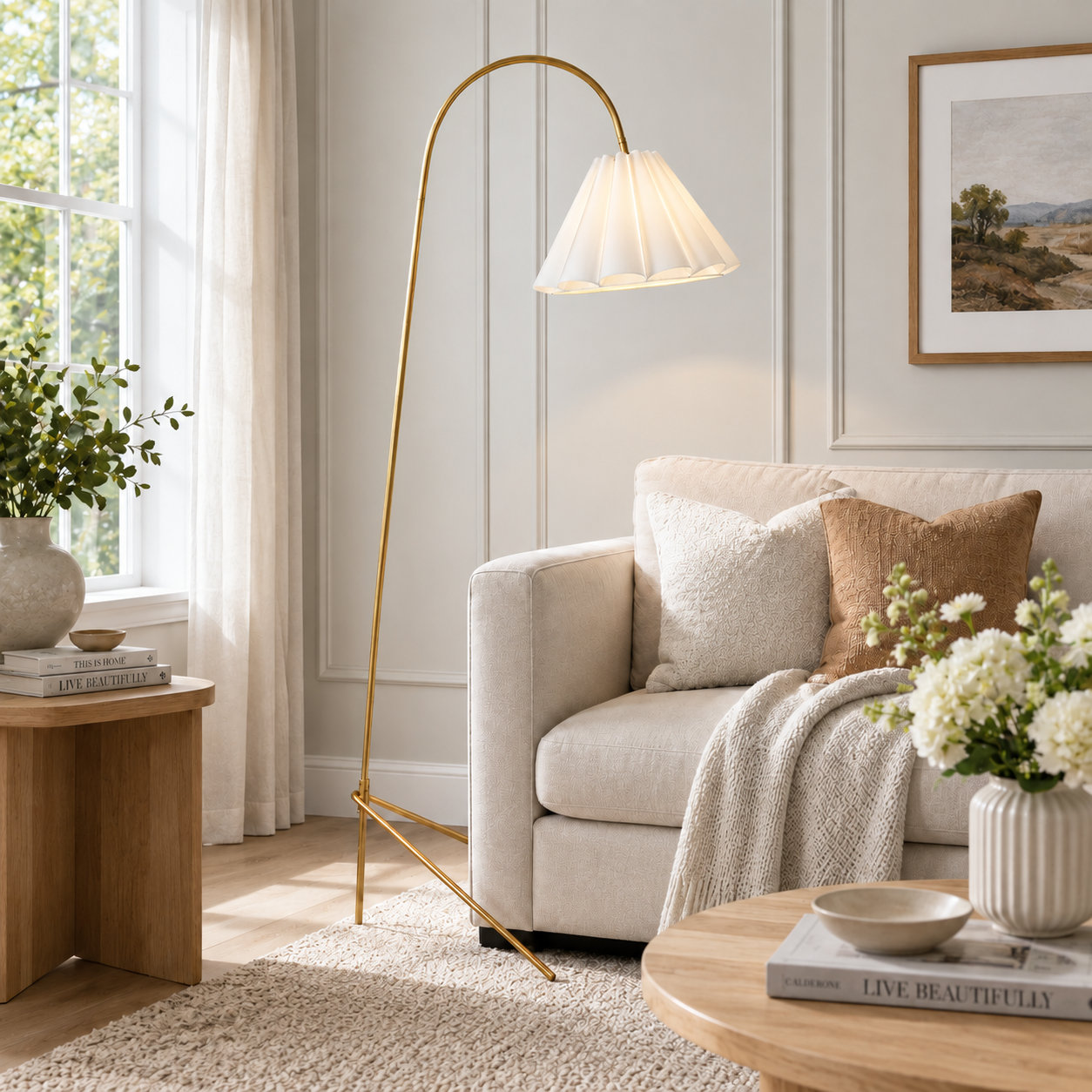 71" Dimmable Floor Lamp, Gold